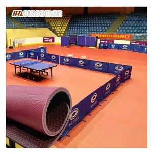 Professionele 5.1Mm Raster Patroon Rode Ping Pong Pvc Plastic Vloeren Pickleball Court Sport Vinyl Roll Vloermat