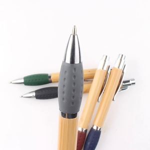 Wholesale Promotional Custom Logo Bamboo Ballpoint <b>Pen</b> With Color Rubber Metal Clip Printing Laser Advertising for Stationery - Product Image 5