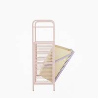 Étagère de rangement de salle de bain inclinable en bambou avec panier à linge, taille personnalisable et design écologique