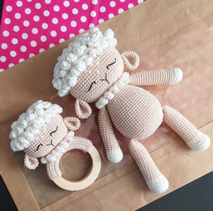 100% coton blanc mignon agneau bébé couette tricot à la main Animal bébé couverture Crochet enfants coton <span class=keywords><strong>mouton</strong></span> couette - Product Image 4