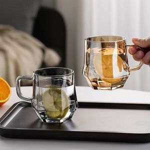 Diamond Handle Glass Drinking Cup 350Ml Transparent With Handle For Water Milk Coffee Juice Party Use - Product Image 2
