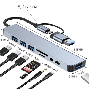 Nouveau Thiết kế USB por Hub 8in1 Hub <span class=keywords><strong>2</strong></span> miệng 3.0 8 cổng SD TF Đầu Đọc Thẻ USB Hub cho máy tính - Product Image 1