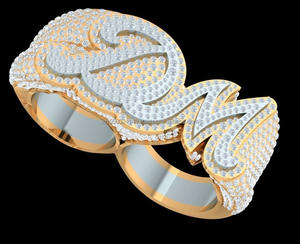 Lujo personalizado Unisex Hip Hop VVS Lab Grown Diamond Championship Ring Inicial Iced letra inicial fiesta regalo chapado en oro - Product Image 2