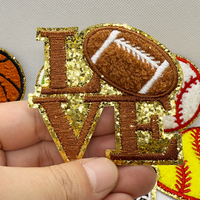 Patchs thermocollants en chenille à chaud pour vêtements, patch brodé de rugby à thermocoller, patch thermocollant pour costumes de fête scolaire et sportifs DIY