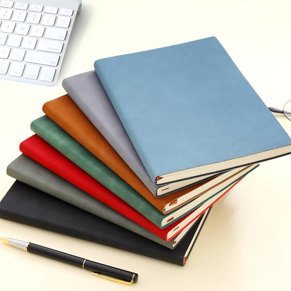 Hot Selling High Quality Personalized Printed Pu Leather Custom A5 Hardcover Sheepskin Notebook With Oil Edge