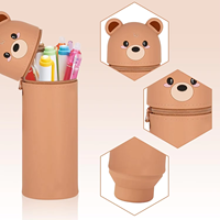Trousse à crayons en silicone pliable et extensible, style dessin animé, minimaliste et créative, pour étudiants, rangement de fournitures scolaires, support de stylos de bureau en silicone