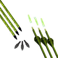 12 flèches de tir à l'arc vertes fluorescentes en fibre de carbone avec pointes remplaçables pour arc composé et arc classique, pour la chasse et l'entraînement
