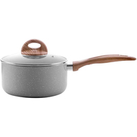 Revêtement de granit forgé d'usine Offre Spéciale antiadhésif 8 pièces en aluminium casserole marmite ensemble poignées confortables ustensiles de cuisine en marbre