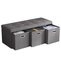 Pouf de rangement multifonctionnel pliable en tissu, style européen, grande capacité, pour trois personnes, pour la maison et le salon