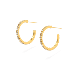 <b>Crystal</b> <b>Earrings</b> Gold Plated Stainless Steel Star <b>Stud</b> Hoop Design Fashion Jewelry For Women - Product Image 2