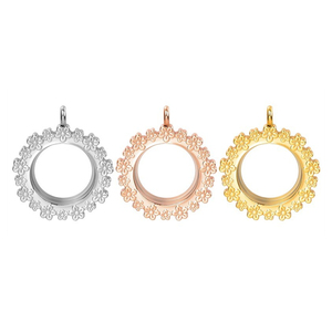 Vente en gros de pendentifs vintage en acier inoxydable argentés/or/rose dorés en verre - Product Image 1