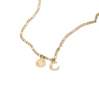 Collier pendentif assorti lune et soleil en acier inoxydable plaqué or Carline avec chaîne à maillons en corde pour femmes