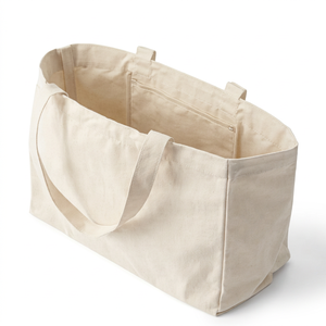 Bolsas de compras reutilizables ecológicas con logotipo personalizado, con cierre de cremallera, asa superior, plegables, 100% algodón, estilo tote, empaquetadas en caja. - Product Image 5