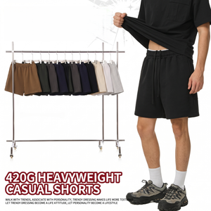 Wholesale Custom Logo Men Blank Sweat Shorts Heavyweight 420Gsm Terry Cotton Acid Wash Streetwear Casual Short TKAN7721 - Product Image 1