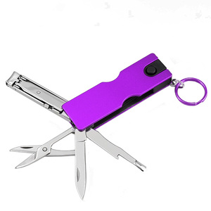 Herramienta portátil multifunción Gadget con cuchillo de bolsillo con luz LED y cortaúñas para entusiastas del llavero de metal - Product Image 5