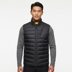 <b>Black</b> <b>Men's</b> Winter Puffer <b>Vest</b> Stand Collar Quilted Down Alternative Zip Up Waistcoat Outdoor Outerwear - Product Image 3