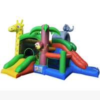 Structure gonflable combinée pour petits animaux, avec toboggan, parcours à roues éléphant, château gonflable de fête foraine, pour location promotionnelle et événements commerciaux, avec zone d'escalade