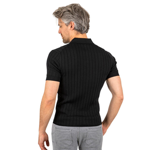 Maglietta <span class=keywords><strong>Polo</strong></span> a Maniche Corte in Maglia con Cavo Nero Personalizzata OEM per <span class=keywords><strong>Uomo</strong></span> - Product Image 2