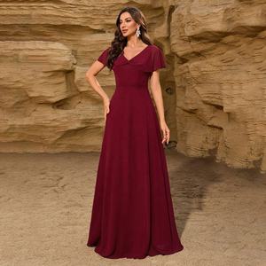 Luxuriöse Abendkleider für Damen Elegantes V-Ausschnitt Kleid mit Schleifenschal A-Linie Chiffon Langes Partykleid Damen Maxi-Ballkleider - Product Image 4