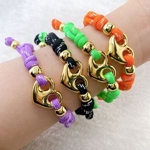 Nouveau <span class=keywords><strong>Bracelet</strong></span> en Corde Cœur Vintage en Cuivre Lisse avec Nez de Cochon Coloré, Personnalisable DIY, Ajustable, Unisexe, Idéal Cadeau - Product Image 3