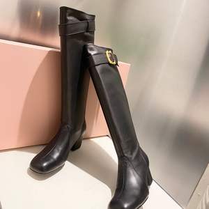 Botas de tacón de aguja de cuero PU sexys de moda 2025, nuevas, por encima de la rodilla, con cremallera lateral, botas altas hasta el muslo para mujer, zapatos largos y gruesos. - Product Image 3