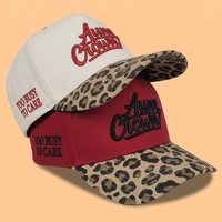 Casquette de baseball snapback 5 panneaux personnalisée avec logo brodé, pour hommes et femmes, avec visière léopard, idéale pour les sports de plein air