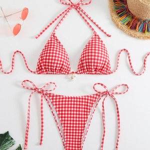 Conjunto de bikini de dos piezas con estampado y lazo, estilo europeo y americano, sexy, para vacaciones, para mujer, 2024, sitio web independiente de AliExpress - Product Image 1
