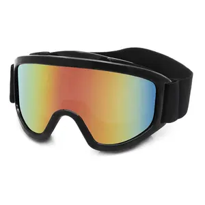 Óculos de neve de silicone para moda com armação grande óculos de esqui coloridos UV à prova de vento