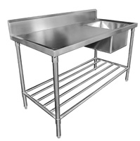Équipement de cuisine commerciale Youroice, table de travail en acier inoxydable pour restaurant, évier, étagère, épaisseur 18GA, garantie 1 an, modèle 2472