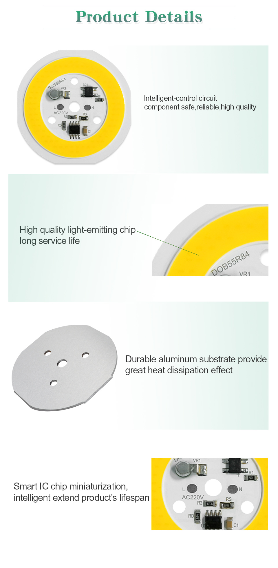 15w 220v Ac Cob Led Raw Material Driverless Led Chip For E27 A60 A70 A80