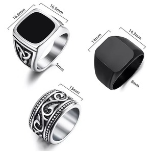 Nuevo Anillo Vintage de Acero Inoxidable para <span class=keywords><strong>Hombre</strong></span>, Anillo Ancho de Estilo Retro Exagerado, Popular en <span class=keywords><strong>Shein</strong></span> y Temu para Comercio Transfronterizo - Product Image 4