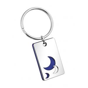 Porte-clés personnalisé en forme de lune à deux plaques, mignon, en PVC, avec cuir, résine, acrylique, verre et alliage métallique pour clés - Product Image 2