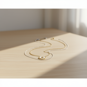 Collar con Colgante de Diamante en Forma de Letra C, Tono Dorado y Plateado, Minimalista, para Uso Diario, Acero - Product Image 2