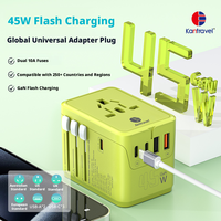 Adaptor Soket 45W PD Pengisian Cepat GaN All in One Adaptor Perjalanan Universal Seluruh Dunia Dengan Blok Pengisian Daya Usb dan Type-C