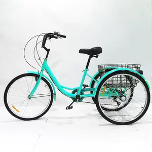 China Good Quality Wholesale 24" 26" Adult Cargo Tricycle pedal 3 wheel bicycle 7 speed on sale with rear basket
