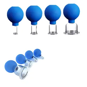 4 Stück Glas Schröpfen Set Glas Silikon Schröpfen Tassen Massage Vakuum Saugen Schröpfen Tassen für Körper Gesicht Bein Arm Rücken Schulter