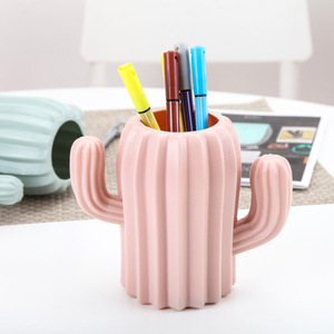 Creative cute cactus desktop organizer desk accessory pen pencil holder