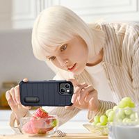 Coque de téléphone antichoc à couverture intégrale pour iPhone, coque de protection bicolore avec support pliable pour iPhone 15 Pro Max 15Plus