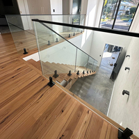 Modernes Abnehmbares Edelstahl 304 Geländer für Innen/Außen Terrasse Loft Treppe Gehärtetes Rahmenloses Glasgeländer Garten