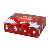 Boîte cadeau de Noël 2026 rectangulaire en carton blanc et papier kraft pliable pour fêtes et emballages de vacances