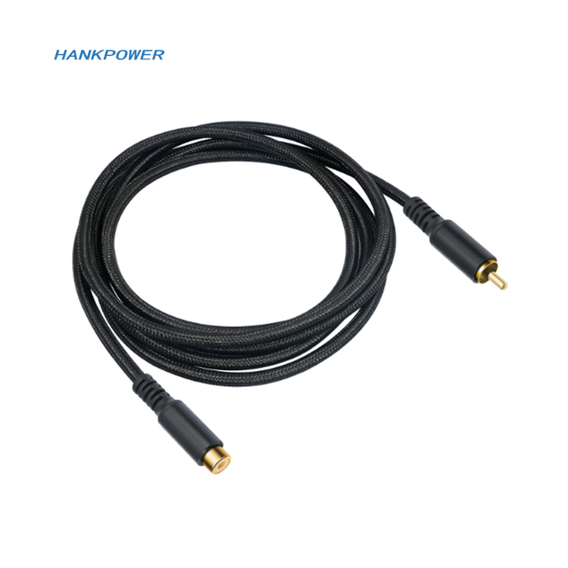 Aluminum Alloy Shell Gold Plated Connector Dual Shielded RCA Cable Nylon RCA Male to Female Extension Audio Cable