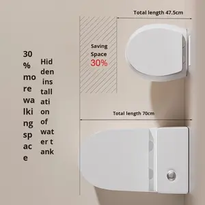 Inodoro de Cerámica con Forma de Huevo, Montado en la Pared, para Baño, Suspendido, para Apartamentos <span class=keywords><strong>Pequeños</strong></span>, con Drenaje en la Pared, Cisterna Empotrada - Product Image 3