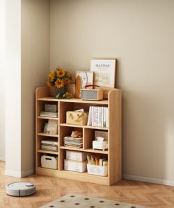 Современный отдельностоящий книжный шкаф из массива дерева с местом для хранения для небольших помещений или углов — для гостиной и школы - Product Image 5