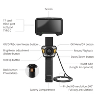 Kit d'endoscope industriel étanche Ip67 6 LED caméra serpent grand Angle pour l'inspection du réservoir de cvc d'égout 6mm 3.9mm carte CMOS SD