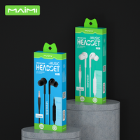 Maimi Headset mikrofon nyaman 1.2m, Earphone dalam telinga musik ponsel, earbud kabel 3.5mm, Earphone tekan bermain game