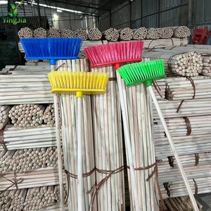 Balai de chantier en promotion avec tête en plastique, poils en fibres de 100/120/150 cm pour bureau, béton, carrelage - YINGJIA - Product Image 2