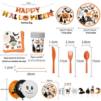 Lot de vaisselle jetable pour fête d'Halloween à thème Gnome de dessin animé, décoration de fête familiale pour la collecte de bonbons ou le jeu de la sorcière