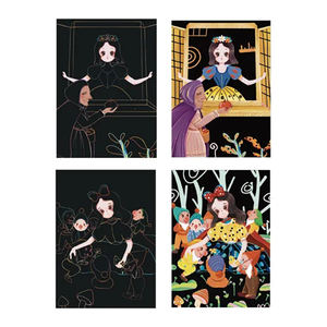 Elsas enfants peinture à gratter <span class=keywords><strong>arc</strong></span>-<span class=keywords><strong>en</strong></span>-<span class=keywords><strong>ciel</strong></span> scratch art papier <span class=keywords><strong>dessin</strong></span> livre coloriage grande carte magique noire - Product Image 4