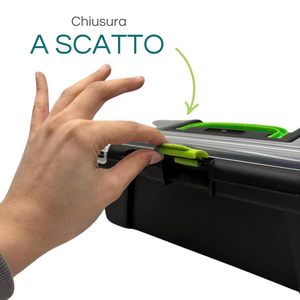 Cassetta degli attrezzi in plastica da 2,3 litri 30x14x12 cm con chiusura a scatto e 5 scomparti - Product Image 4