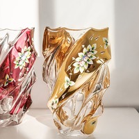 Vas Kaca Kristal BOHEMIA Impor Baru dari Ceko, Buatan Tangan dengan Enamel Emas, Gaya Eropa, Hiasan Dekorasi Rumah